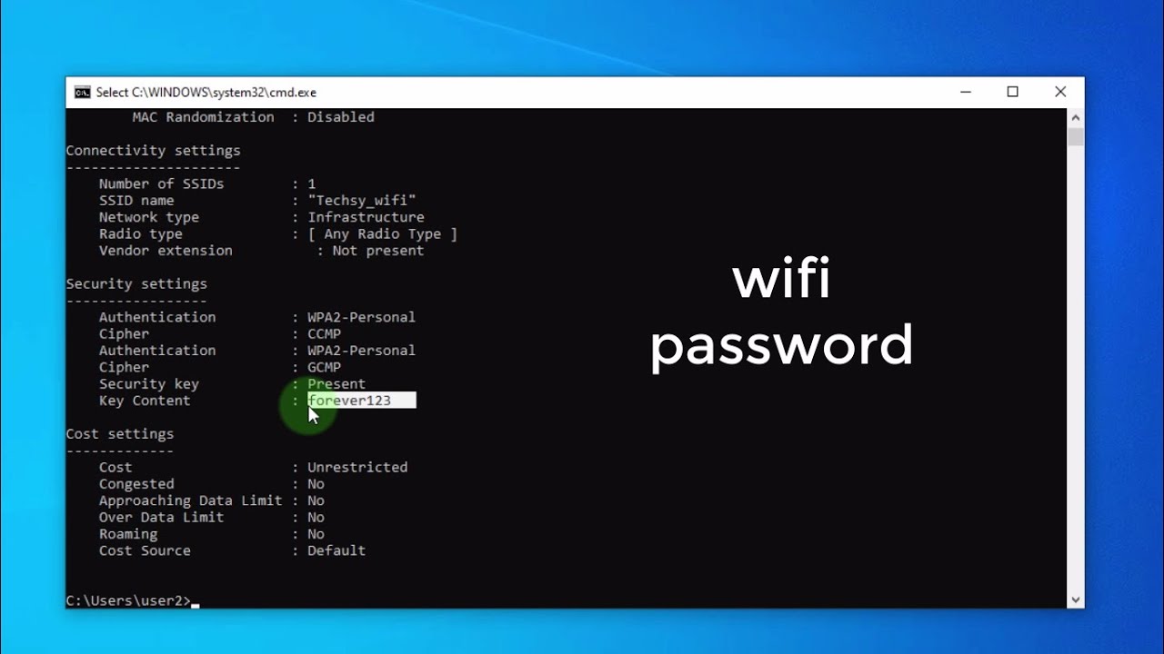 Get your WiFi password using cmd on windows 7/8/10 ! - YouTube