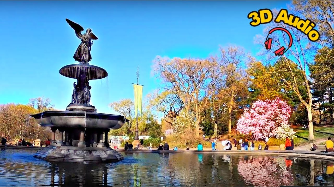 USA New York Bethesda Fountain Central Park Old Stereoview Photo