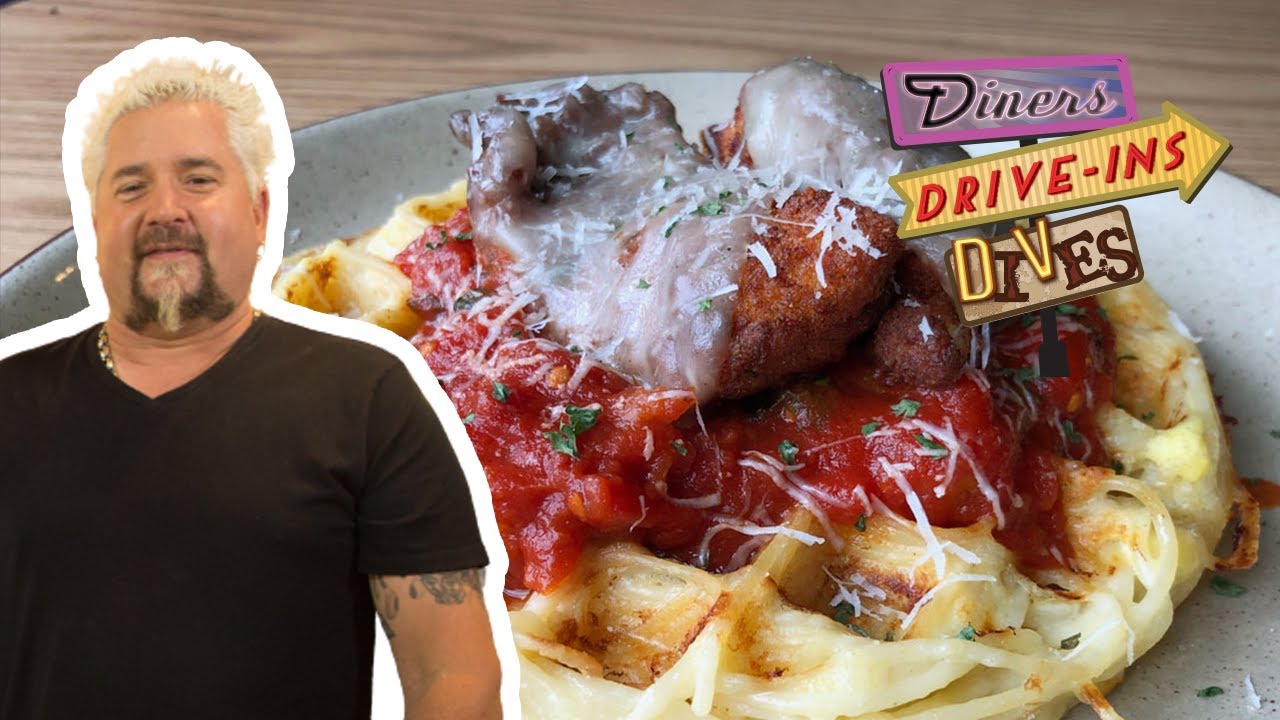 Guy Fieri Recreates Spaghetti WAFFLES | Diners, Drive-ins and Dives with Guy Fieri | Food Network