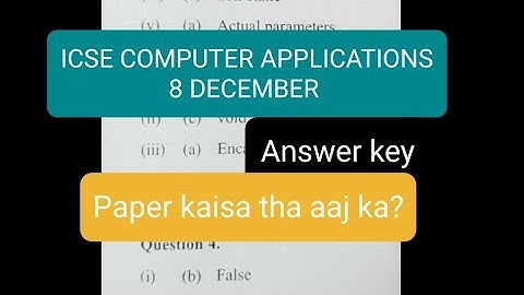 CLASS 10 ICSE | Computer Application Solution | QUESTION PAPER WITH ANSWER KEY| SEMESTER 1| 2021-22