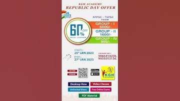 KGH ACADEMY REPUBLIC DAY OFFER 60% OFF ON ALL COURSES  / APPSC - TSPSC TM / EM