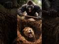 Silverback Gorilla Outsmarts Lion | The King Falls Into the Trap