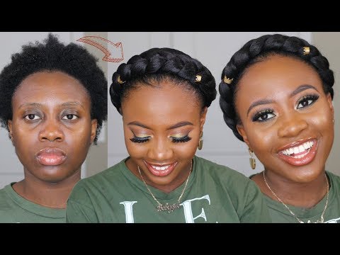 easy-halo-braid-on-short-4c-natural-hair-using-braiding-hair-tutorial-|-hair-how-to