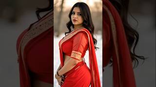 Bold Red Saree In Snowy Wonderland Striking Winter Photoshoot Saree Style