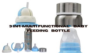 3 In 1 Baby Feeding Bottle Review Thermo-Steel Multifunctional Bottle Live Review With Hot Water