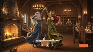 D&D Fantasy Tavern Ambience | Warm Firelight, Cheerful Elves & Soothing Lute Melodies