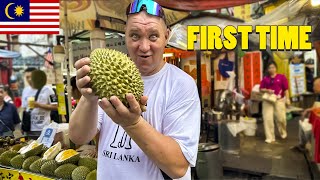 Dad Try Eating Durian Fruit for the First Time | Best STREET FOOD in CHINATOWN Kuala Lumpur