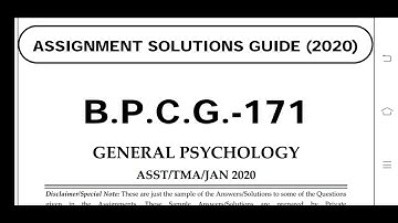 BPCG 171 Ignou Solved Assignment 2020-21