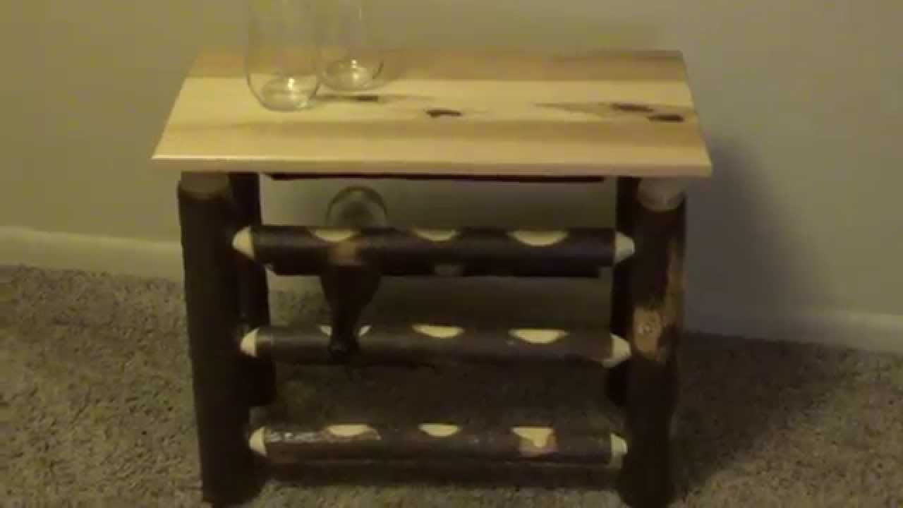 Rustic Hickory Wine Rack Table