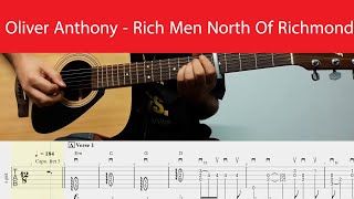 Oliver Anthony - Rich Men North Of Richmond Guitar Cover With Tabs(D Standard With Capo On 5th)