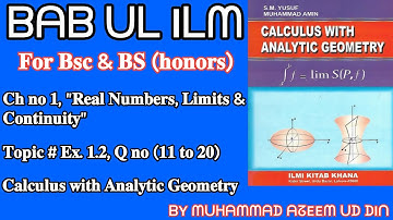 Calculus with Analytic Geometry, Ch no 1, Exercise 1.2, Q no (11 to 20) | BAB UL ILM