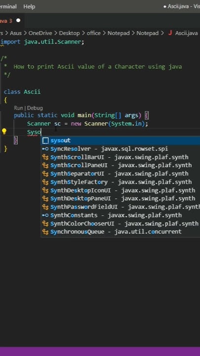 How to Print Ascii Value of a Character using Java - YouTube