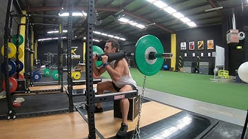 DE Safety Bar Box Squat with Chains
