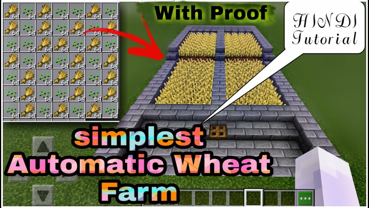 Minecraft Automatic Wheat Farm Tutorial In Hindi / How to Make Automatic Wheat Farm - MCPE Official