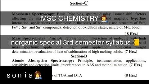 || msc chemistry syllabus || inorganic special || 3rd semester ||