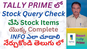56. How to Check Stock Query and Complete Info of any Stock Item in Tally Prime | TELUGU | STP