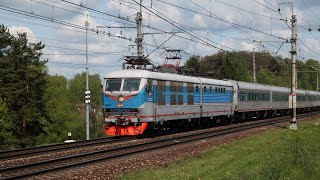 Trains on the St. Petersburg  Moscow railway. Russia. Moscow region. May 2024