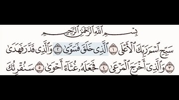@سورة الاعلى ١-٥ للاطفال المنشاوي معلم مع تكرار كل اية اربع مرات