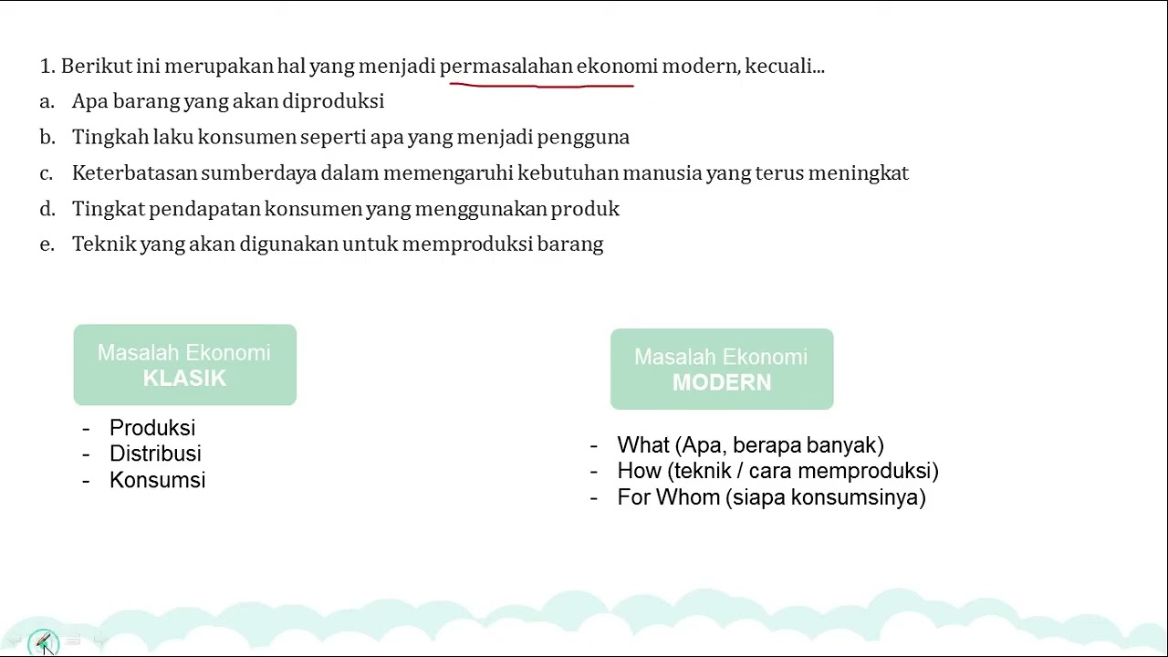 Video soal pembahasan masalah ekonomi dan sistem ekonomi