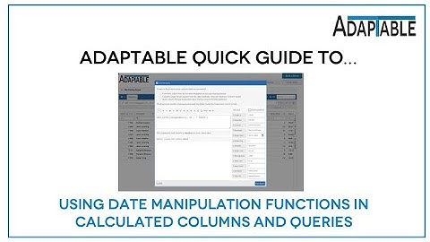 Date Manipulation functions in AdapTable