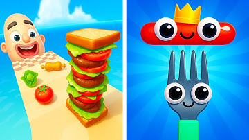 Fork N Sausage vs Sandwich Runner 🍞🍴 Funny Food Run Challenge | Max Level Gameplay Android/iOS RW314