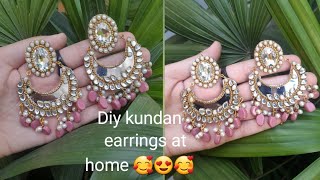 How to make kundan earrings at home | Diy kundan earrings