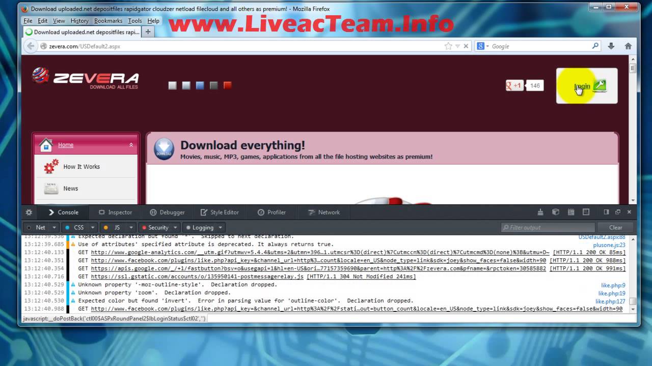 Zevera Premium Account Login Using JavaScript [HD] - YouTube