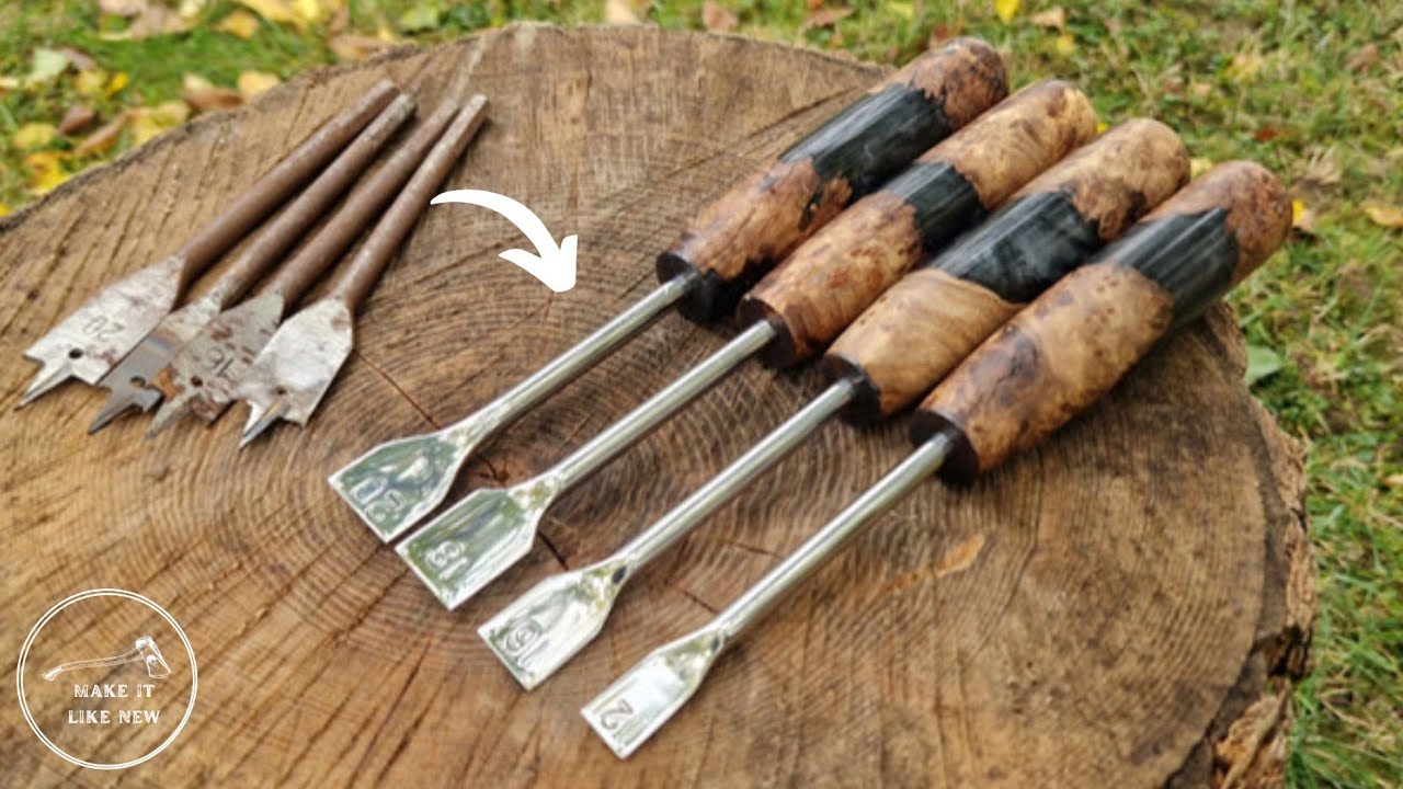 I Make Chisels out of Old Drills with Epoxy Handles YouTube