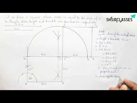 Let us draw a square whose area is equal to the area of a rectangle whose length and breadth 8cm 6cm