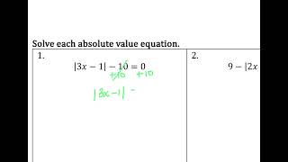 4 1 Notes  Solving Absolute value equations 1