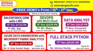 New Batches in Online & Class Room Training @ DURGASOFT