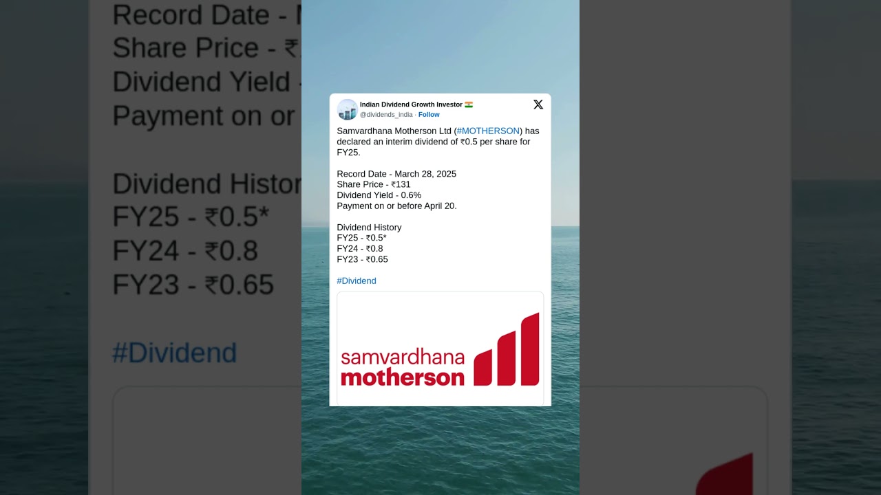 Samvardhana Motherson Ltd has declared an Interim Dividend for FY25. 