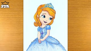 Sofia the first drawing step by step | Disney princess Sofia easy drawing with Dom's color pencil screenshot 4