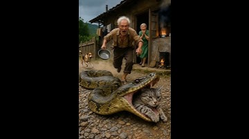 Will grandpa’s pan defeat the giant python to save the silver tabby cat👴Kya dada ki kadhai saanp rok