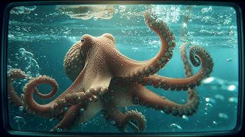 A giant octopus in the ocean  The image should be surrounded