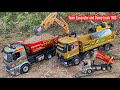 Aksi #06 Dump Truk RC Huina 1536 Muatan Tanah Merah Bahan Bangunan, Excavator Besar Huina 1593 RC 06
