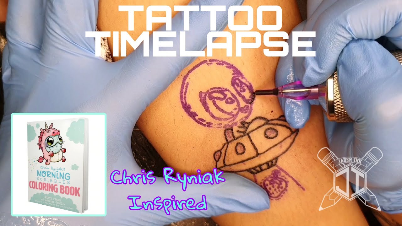 Chris Ryniak newschool "ALIEN" tattoo timelapse (morning scribbles)
