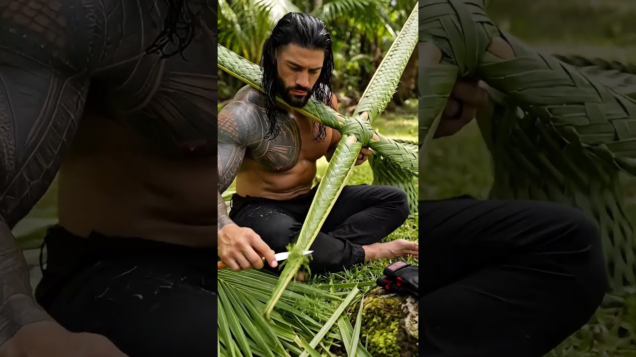 Roman Reigns Made a Helicopter With Bamboos and Palm Leaves 🚁🌿
