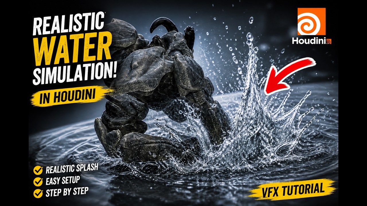 Houdini water simulation | Houdini water splash | Houdini Flip ...