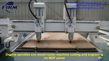 Double spindles cnc wood router machine cutting and engraving on MDF panel