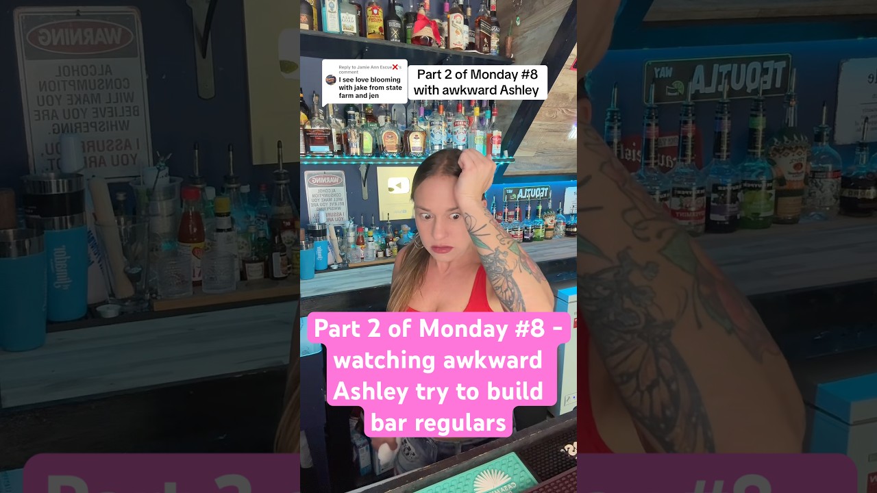 Part 2 of Monday # 8 watching awkward Ashley, the bartender, build bar regulars #introvert