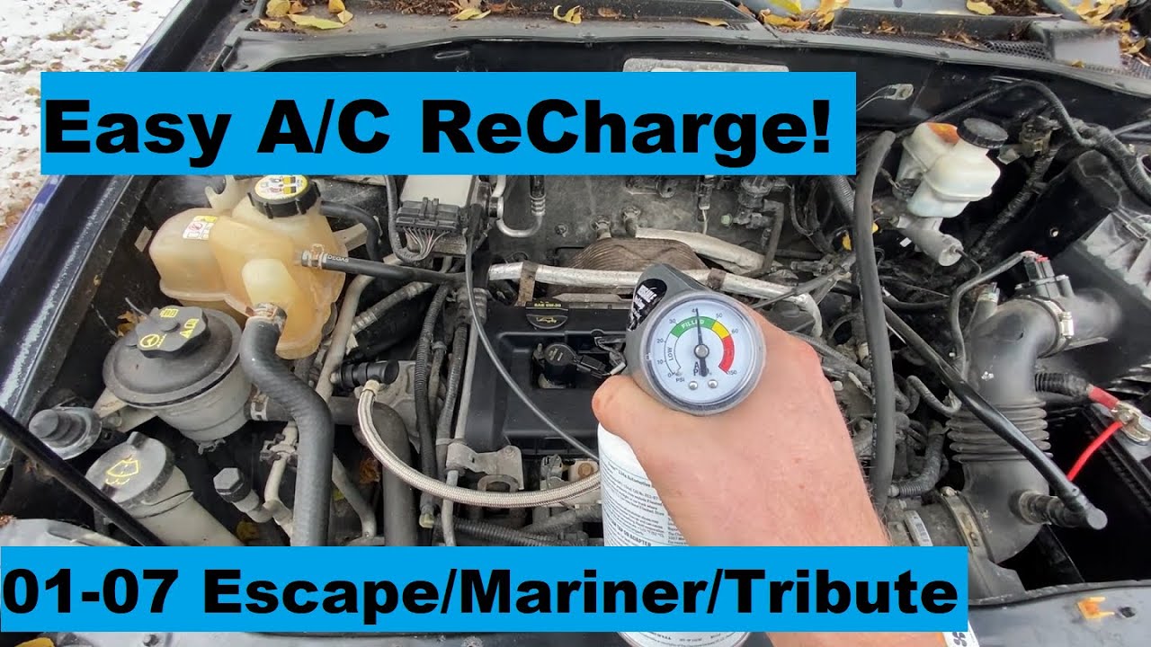 How To ReCharge The AC Ford Escape 01 02 03 04 05 06 07 2001 2002 2003