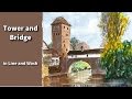 Line and wash watercolor painting tutorial - how to draw and paint a tower and bridge