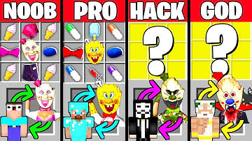 Minecraft Battle: HOW TO PLAY ICE SCREAM CRAFTING CHALLENGE - NOOB vs PRO vs HACKER vs GOD Animation