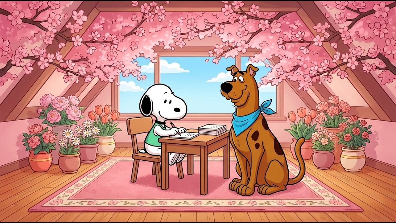 Snoopy’s Secret Study Escape 🌸 Smooth Jazz for Deep Focus 🎧 Cozy Cherry Blossom Attic Vibes 🌷