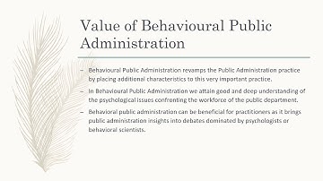 Behavioural Public Administration: Presented by Wilmore Ntshona