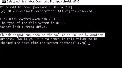 Cannot lock current drive. Chkdsk cannot run because the volume is in use by another process