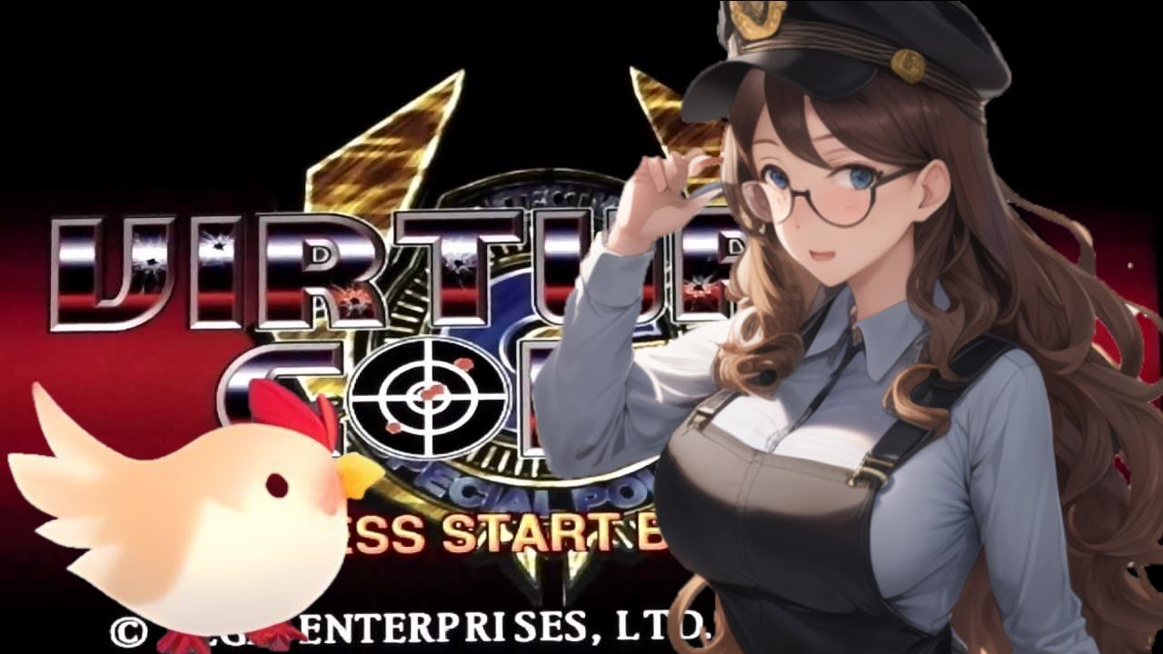 Sega Saturn Virtual Cop 2, dual stunner lightguns, co-op