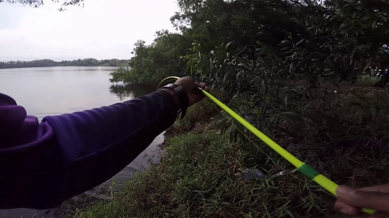 Singapore lake fishing trip with goofish honour travel rod telescopic