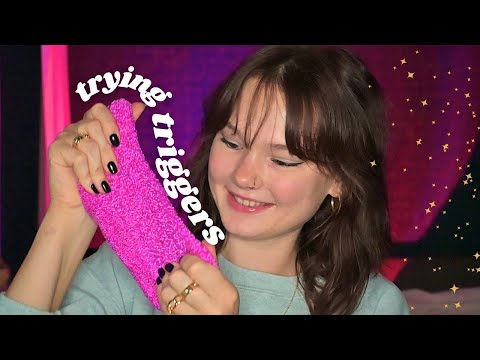 ASMR trying different triggers for sleep (slime, crinkles, tapping)(soft spoken/whispered)